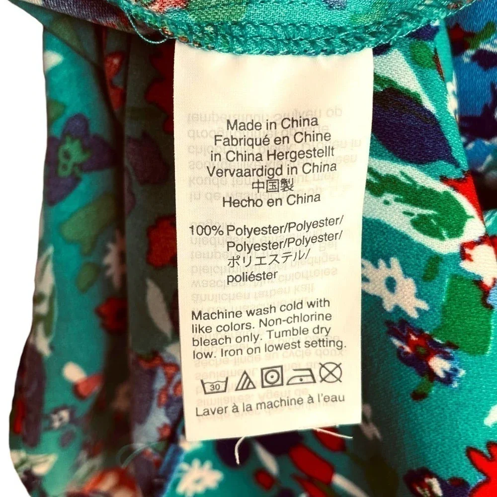 🍀J Crew Teal Floral Flutter Sleeve Wrap Dress Women’s Size 4